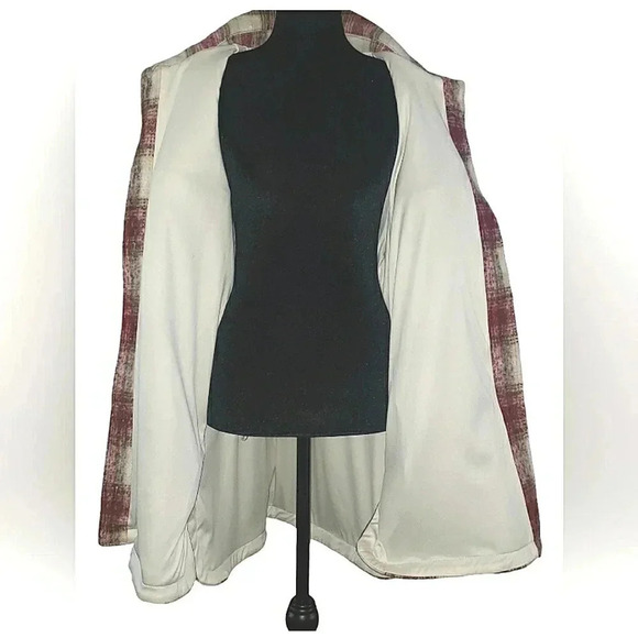 Hurley Shacket Red Plaid Chore Barn Pockets Farmhouse Unisex Jacket - Picture 3 of 7